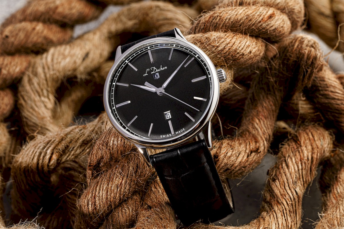 Мужские часы L`Duchen Vintage D 821.11.31, механизм кварцевый, циферблат черный, браслет кожа — Изображение 5
